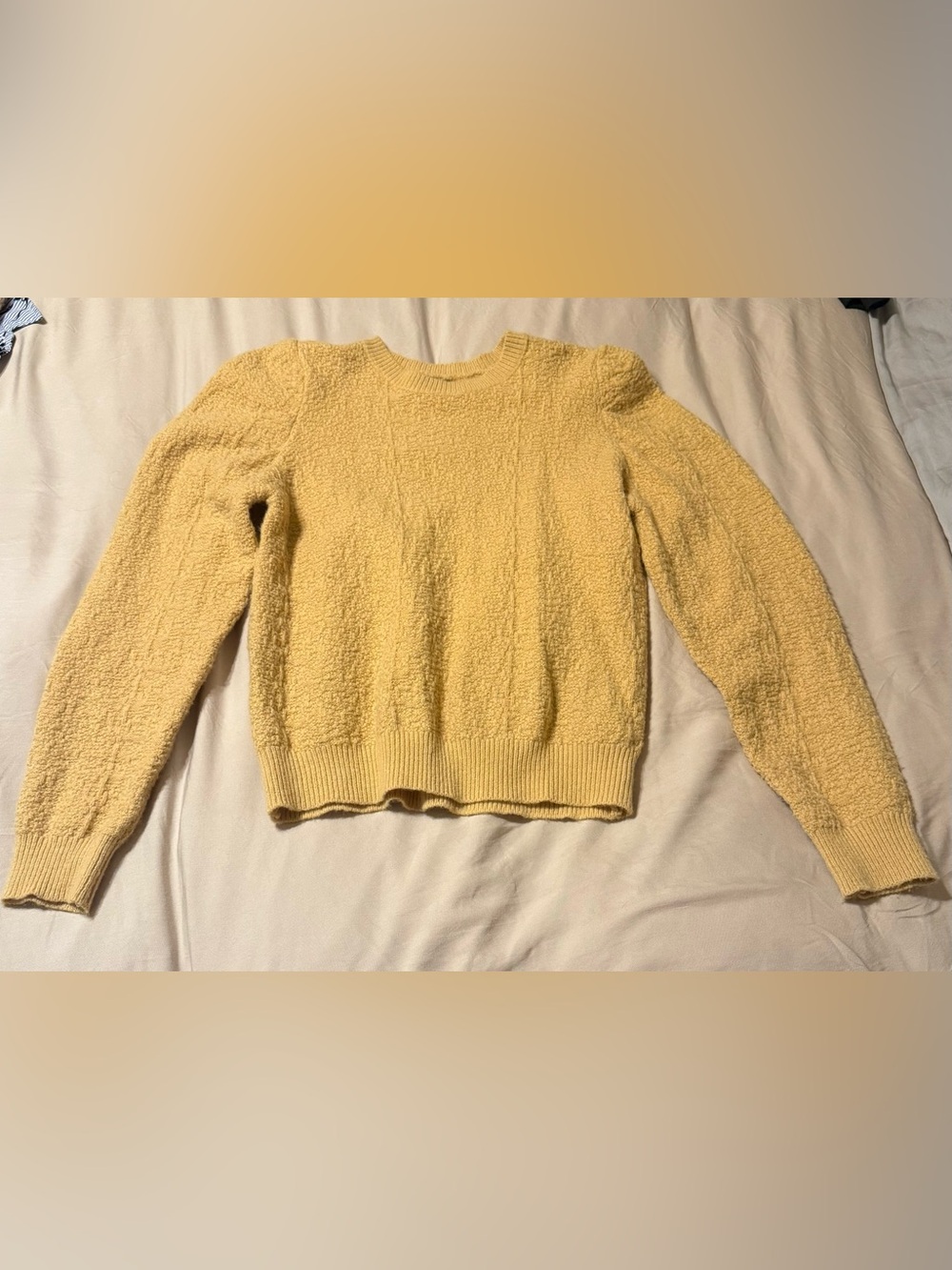 Yellow Women's Textured Crewneck Sweater